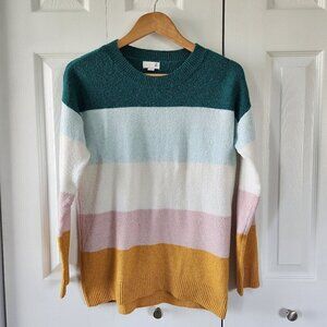 4/$25 So Oversized Color Block Striped Long Sleeve Pullover Sweater